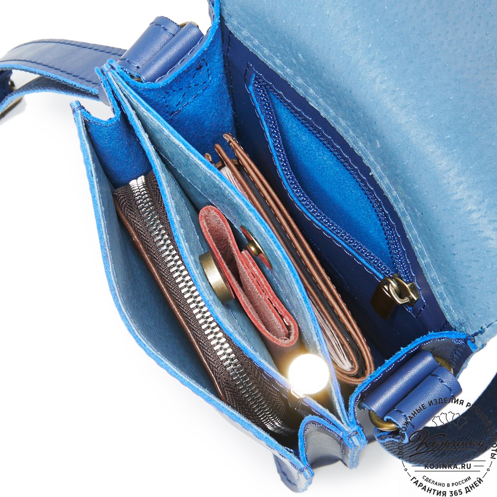 Мужская кожаная сумка "Робин" (синий)